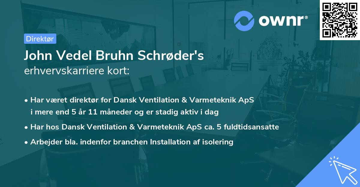 John Vedel Bruhn Schrøder's erhvervskarriere kort