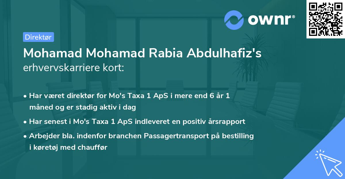 Mohamad Mohamad Rabia Abdulhafiz's erhvervskarriere kort