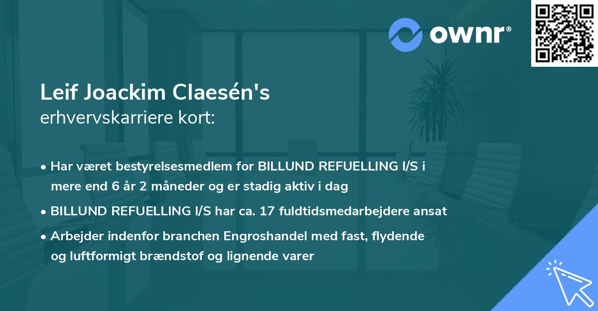 Leif Joackim Claesén's erhvervskarriere kort