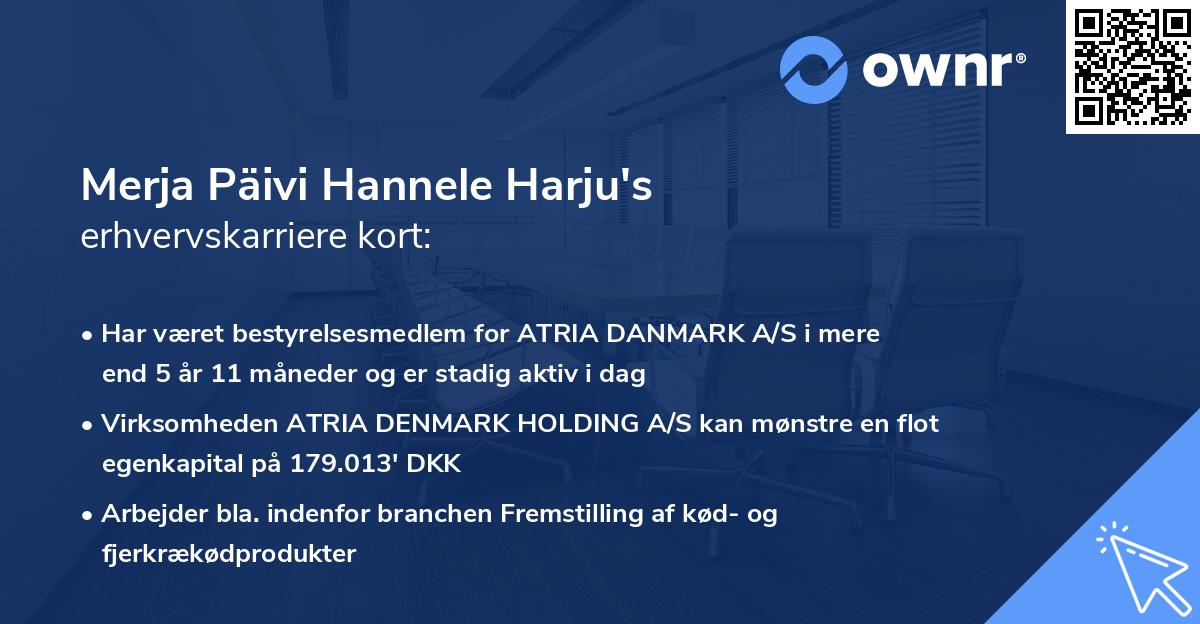 Merja Päivi Hannele Harju's erhvervskarriere kort