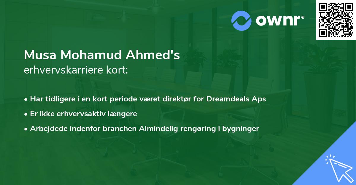 Musa Mohamud Ahmed's erhvervskarriere kort