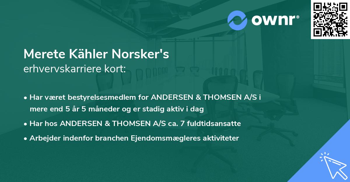 Merete Kähler Norsker's erhvervskarriere kort