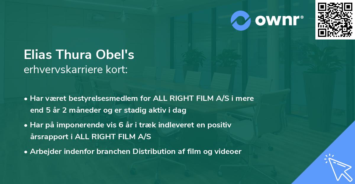 Elias Thura Obel's erhvervskarriere kort