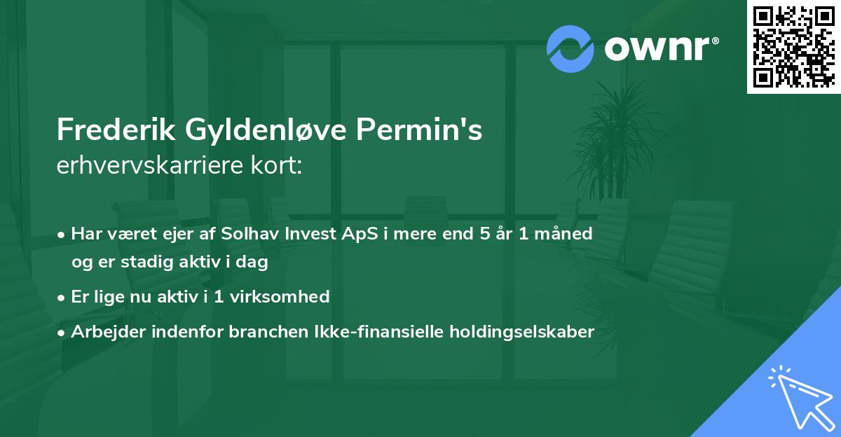 Frederik Gyldenløve Permin's erhvervskarriere kort