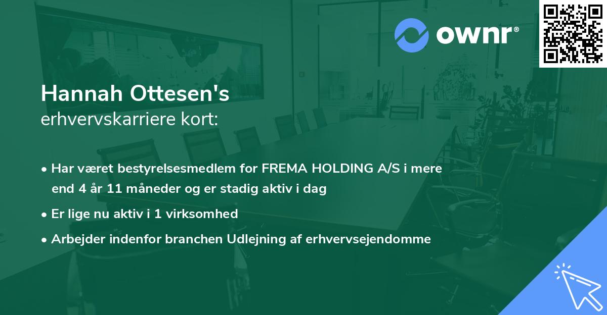 Hannah Ottesen's erhvervskarriere kort