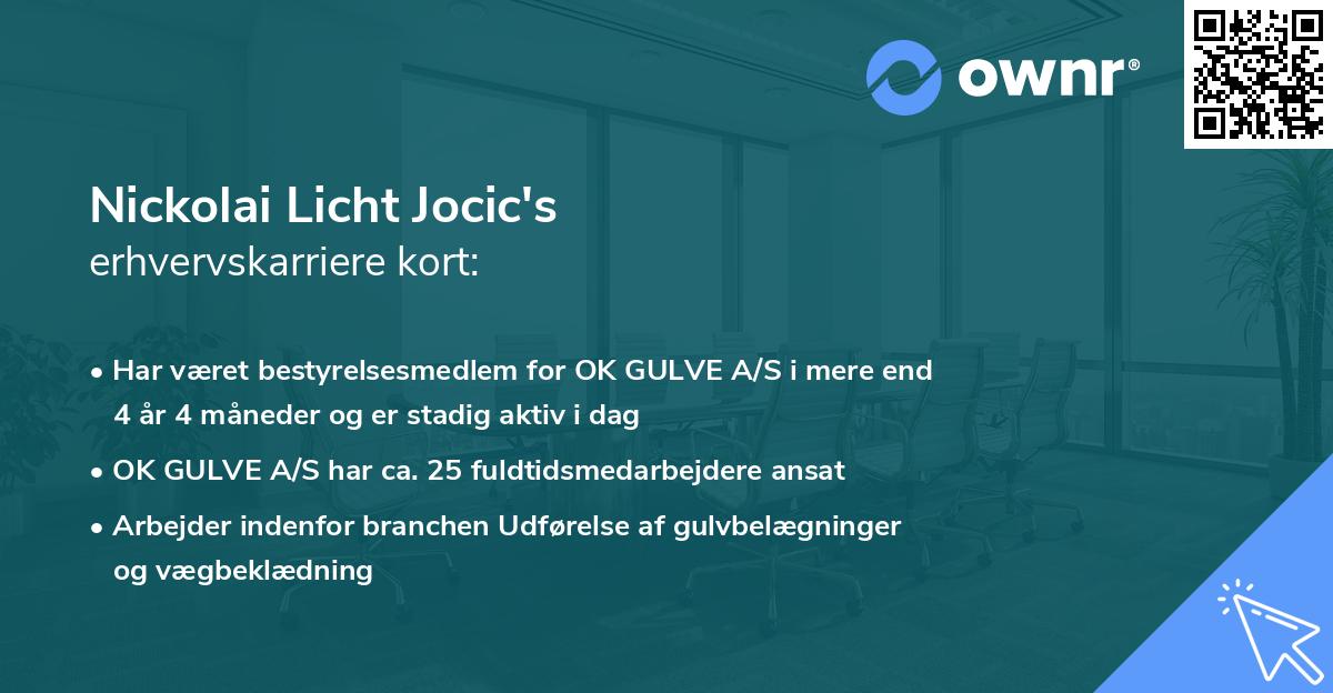 Nickolai Licht Jocic's erhvervskarriere kort