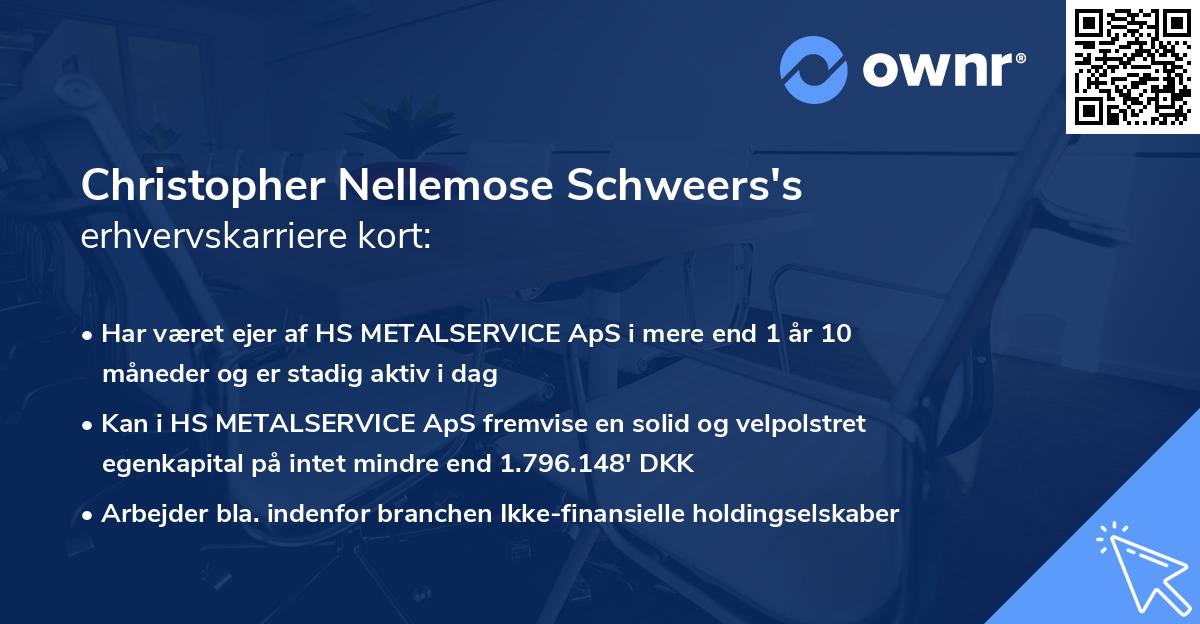 Christopher Nellemose Schweers's erhvervskarriere kort