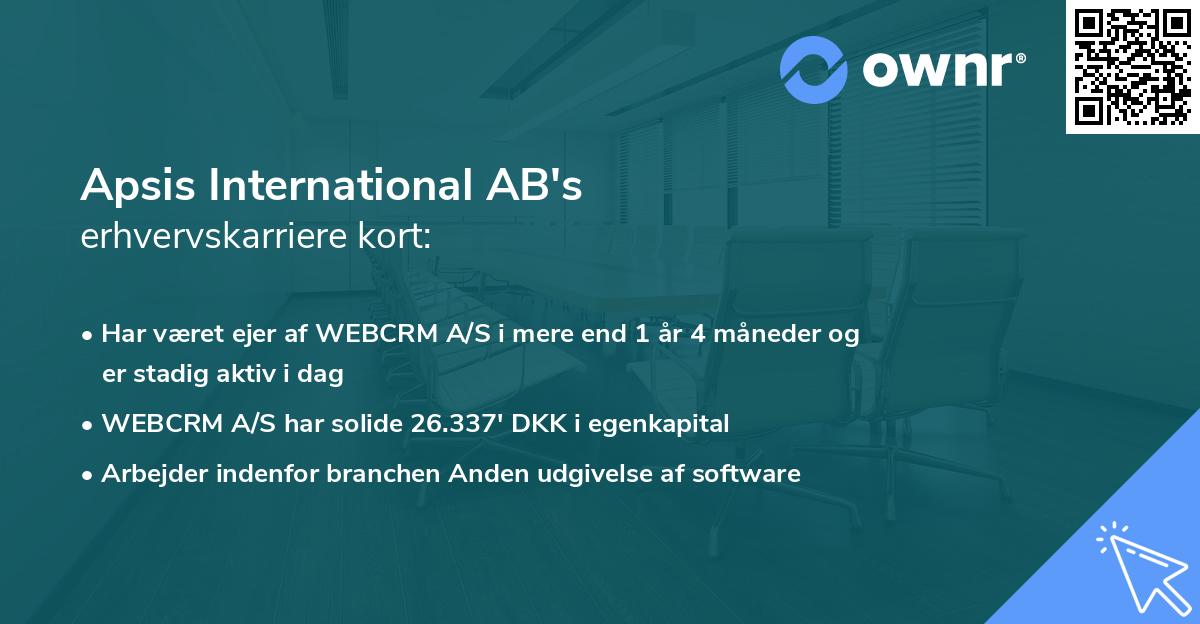 Apsis International AB's erhvervskarriere kort