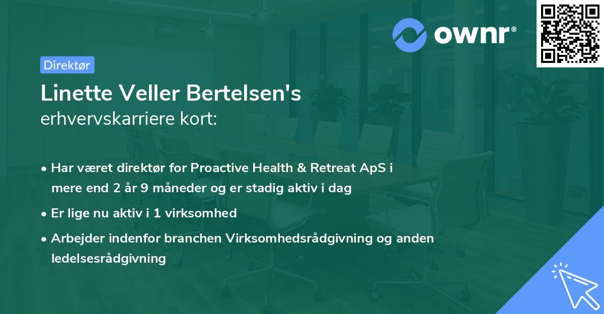Linette Veller Bertelsen's erhvervskarriere kort