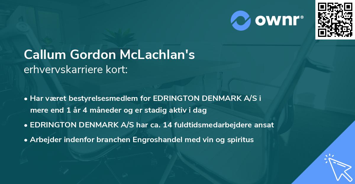 Callum Gordon McLachlan's erhvervskarriere kort