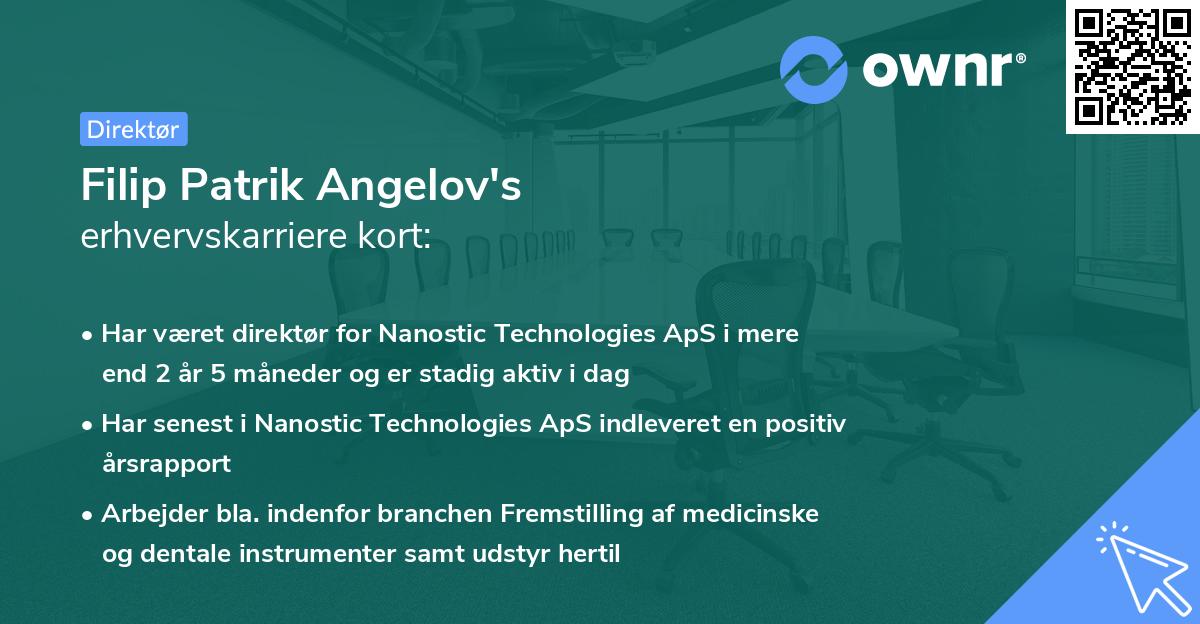 Filip Patrik Angelov's erhvervskarriere kort