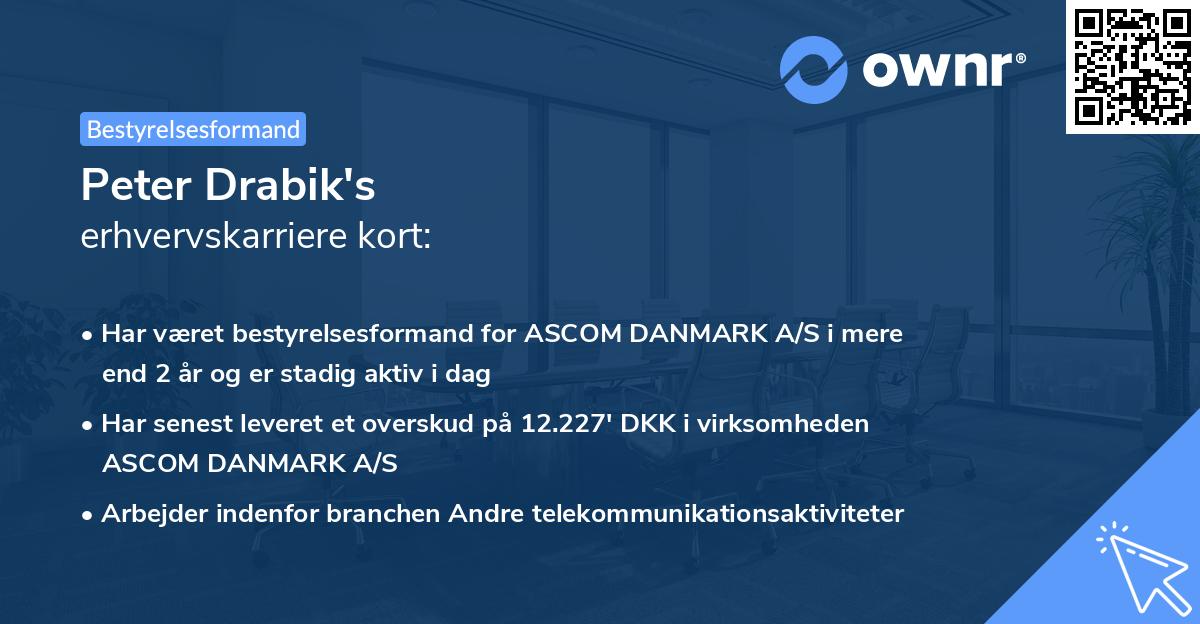 Peter Drabik's erhvervskarriere kort