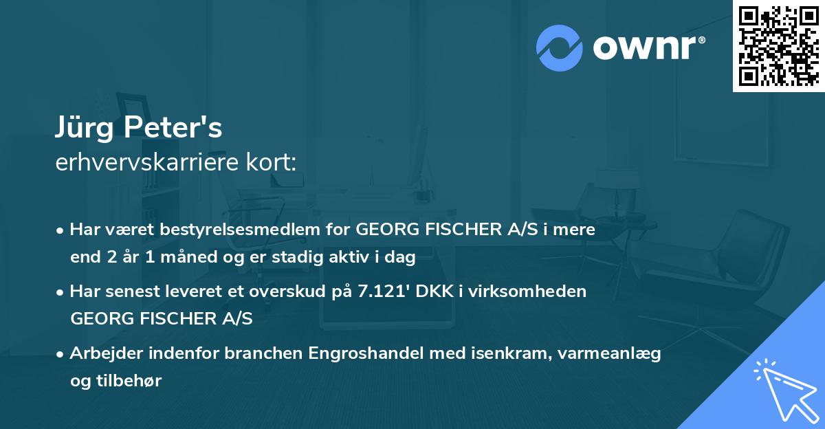 Jürg Peter's erhvervskarriere kort