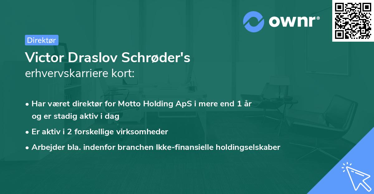 Victor Draslov Schrøder's erhvervskarriere kort