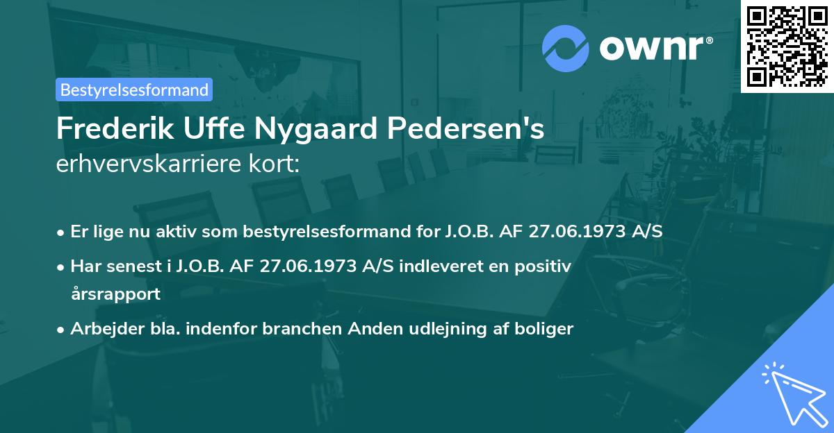 Frederik Uffe Nygaard Pedersen's erhvervskarriere kort