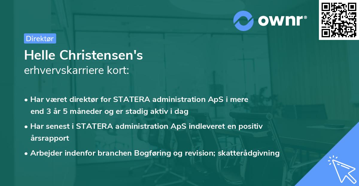 Helle Christensen's erhvervskarriere kort