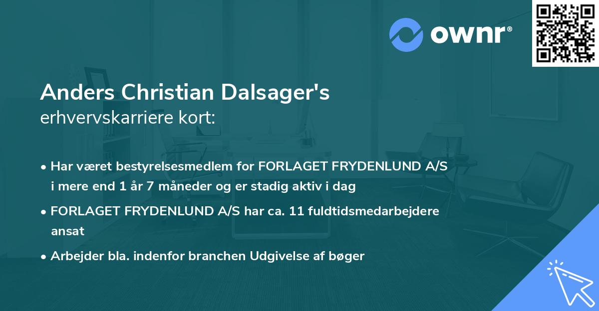 Anders Christian Dalsager's erhvervskarriere kort