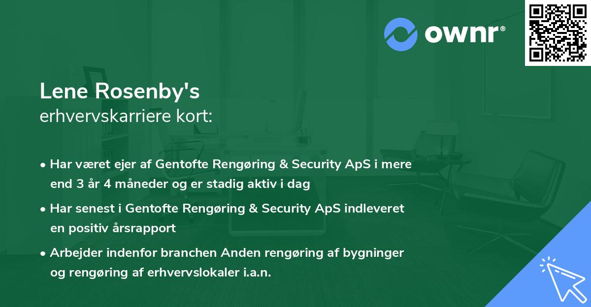 Lene Rosenby's erhvervskarriere kort