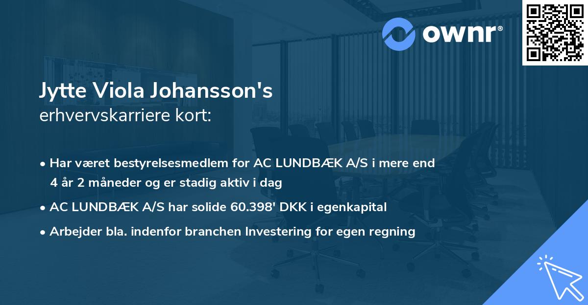 Jytte Viola Johansson's erhvervskarriere kort