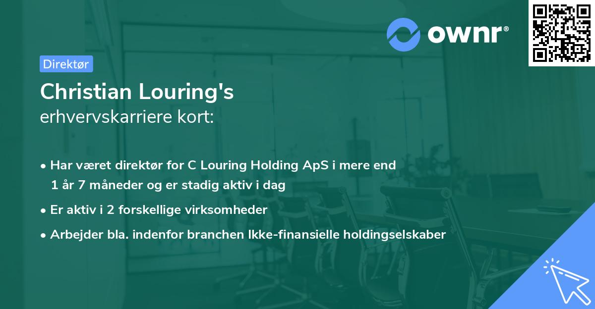 Christian Louring's erhvervskarriere kort