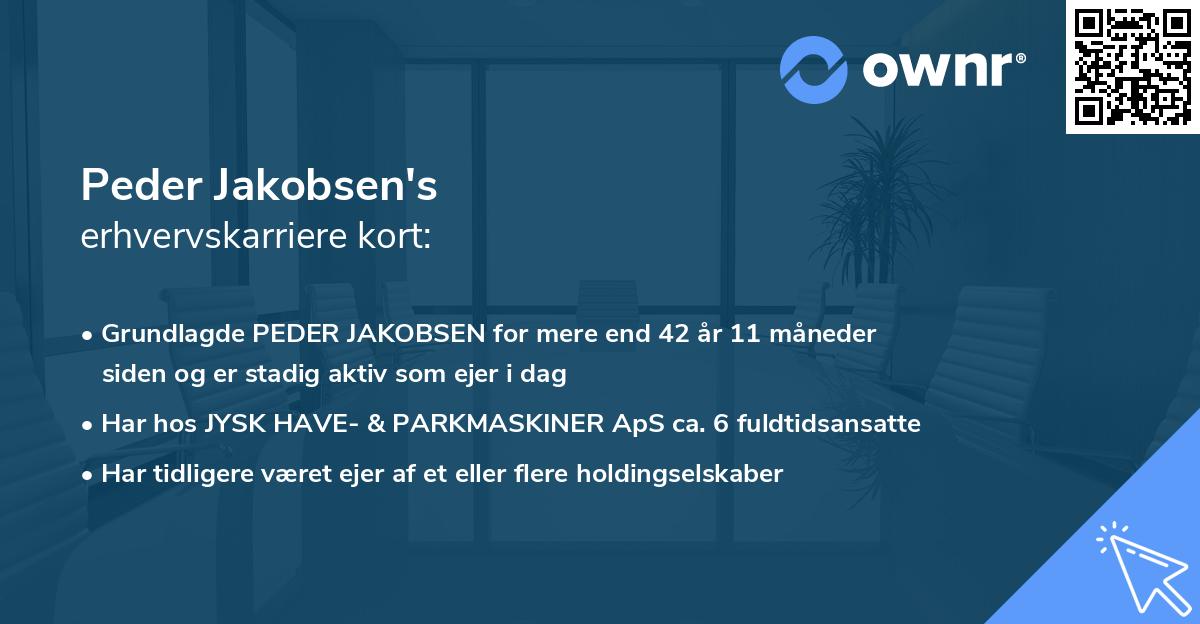 Peder Jakobsen's erhvervskarriere kort