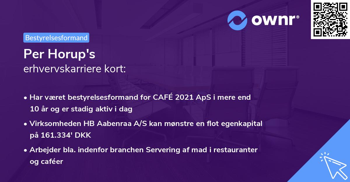 Per Horup's erhvervskarriere kort