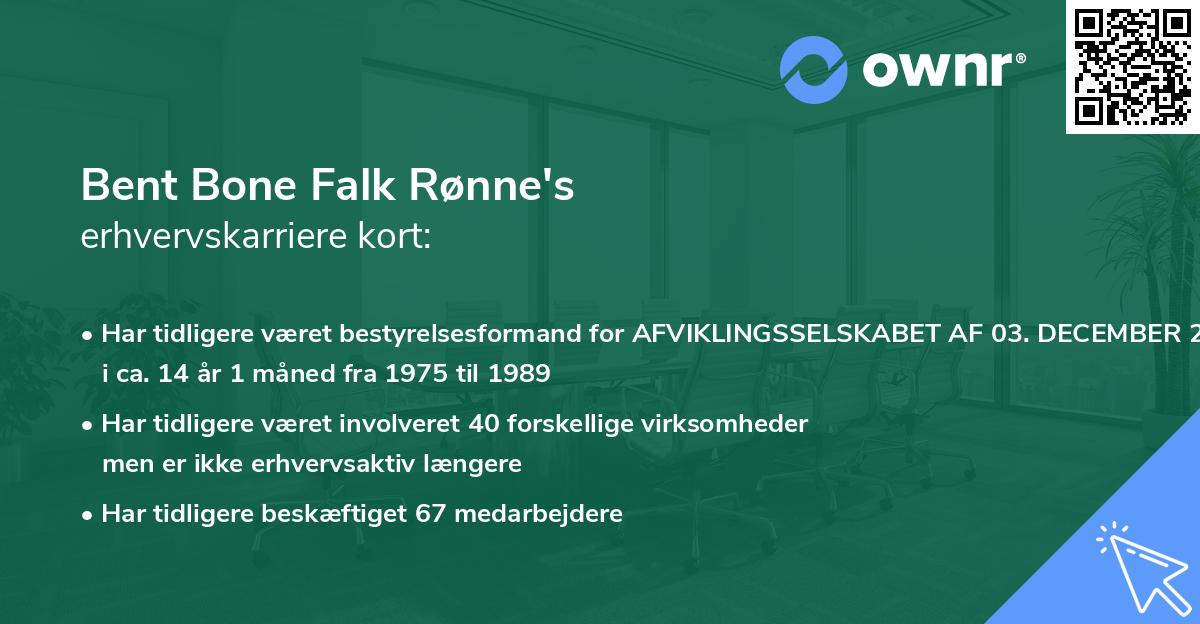 Bent Bone Falk Rønne's erhvervskarriere kort