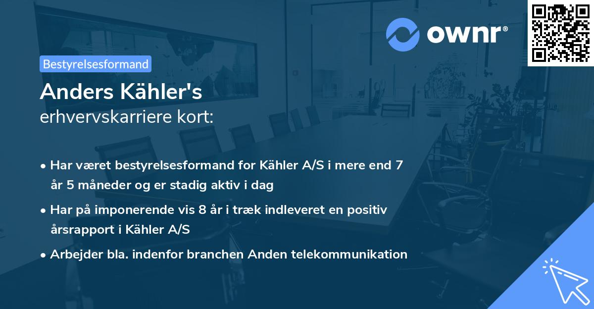 Anders Kähler's erhvervskarriere kort