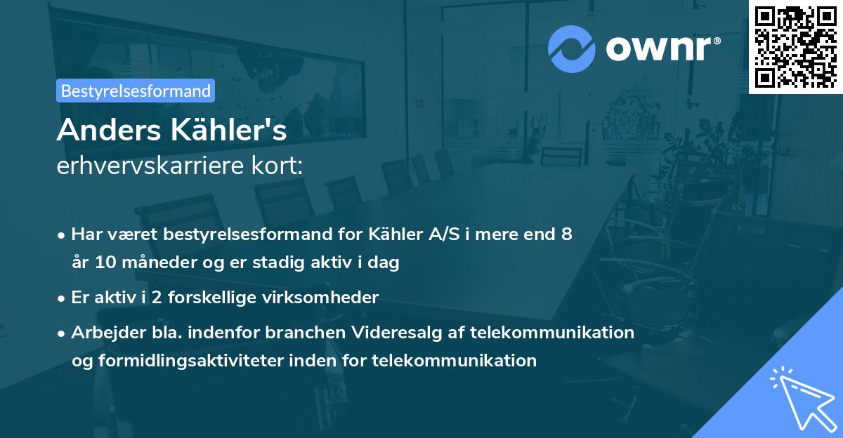Anders Kähler's erhvervskarriere kort
