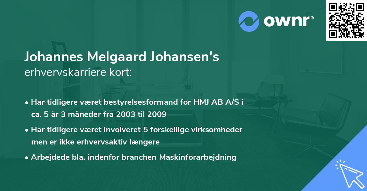 Johannes Melgaard Johansen's erhvervskarriere kort