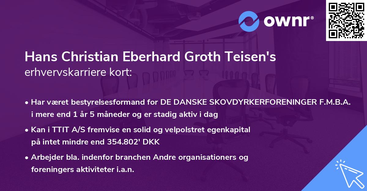 Hans Christian Eberhard Groth Teisen's erhvervskarriere kort