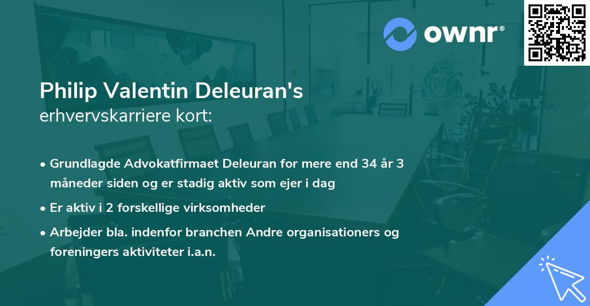 Philip Valentin Deleuran's erhvervskarriere kort