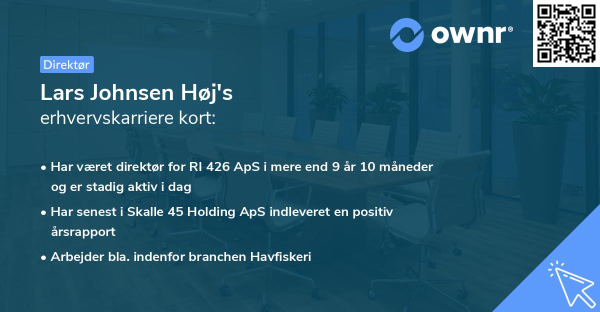 Lars Johnsen Høj's erhvervskarriere kort