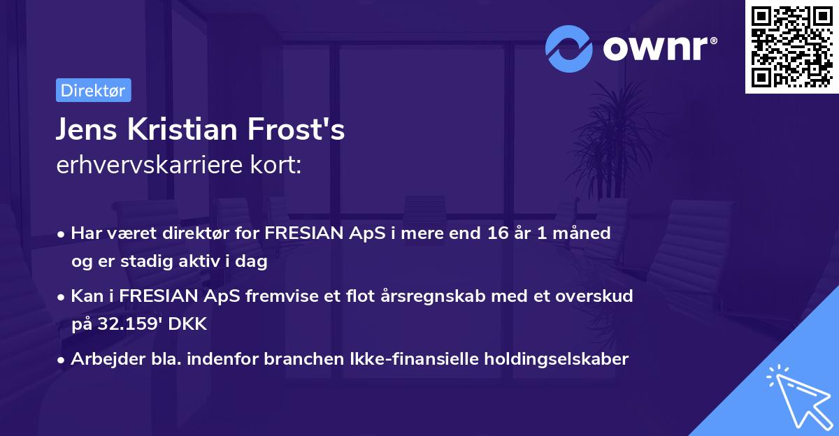 Jens Kristian Frost's erhvervskarriere kort