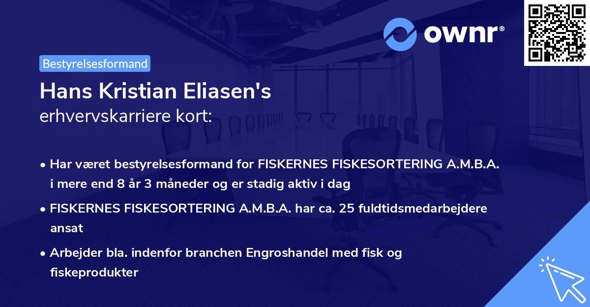 Hans Kristian Eliasen's erhvervskarriere kort