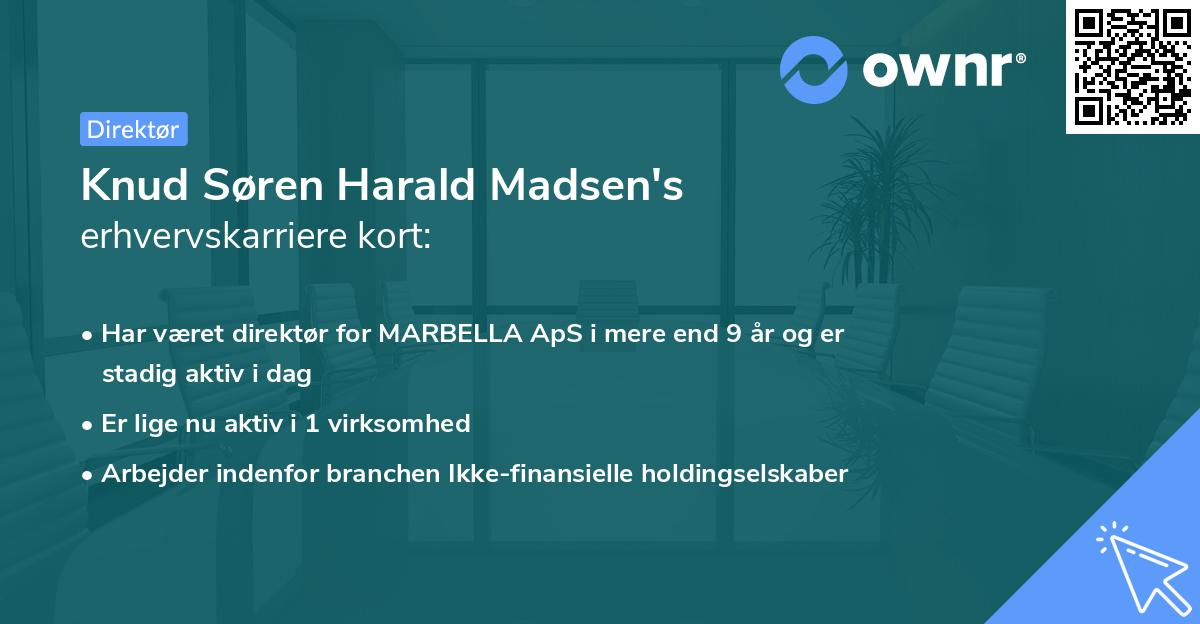 Knud Søren Harald Madsen's erhvervskarriere kort