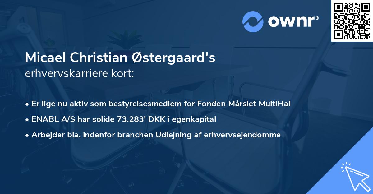 Micael Christian Østergaard's erhvervskarriere kort