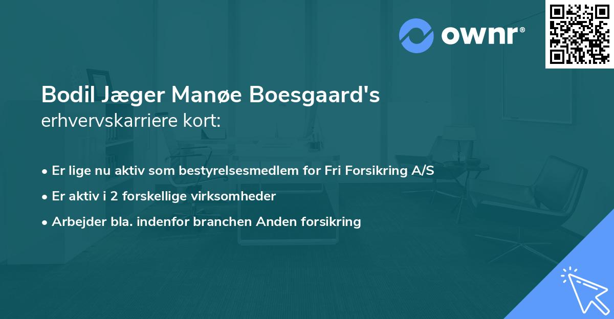 Bodil Jæger Manøe Boesgaard's erhvervskarriere kort