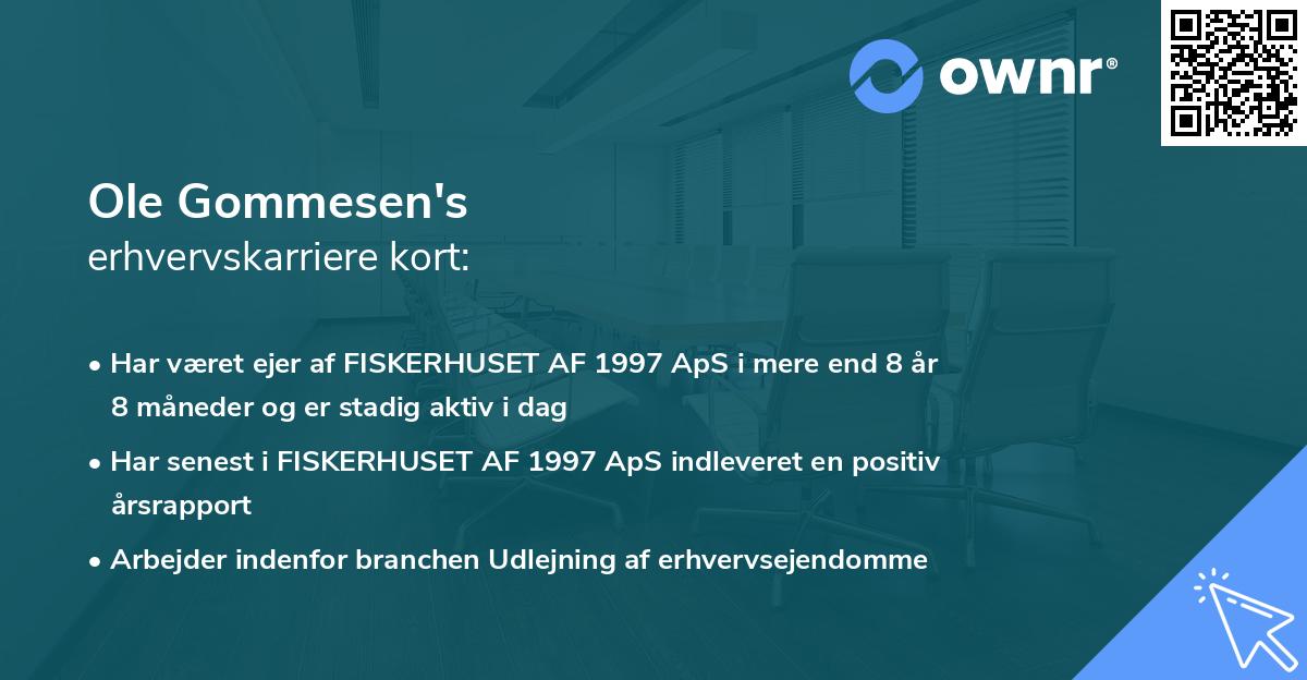 Ole Gommesen's erhvervskarriere kort