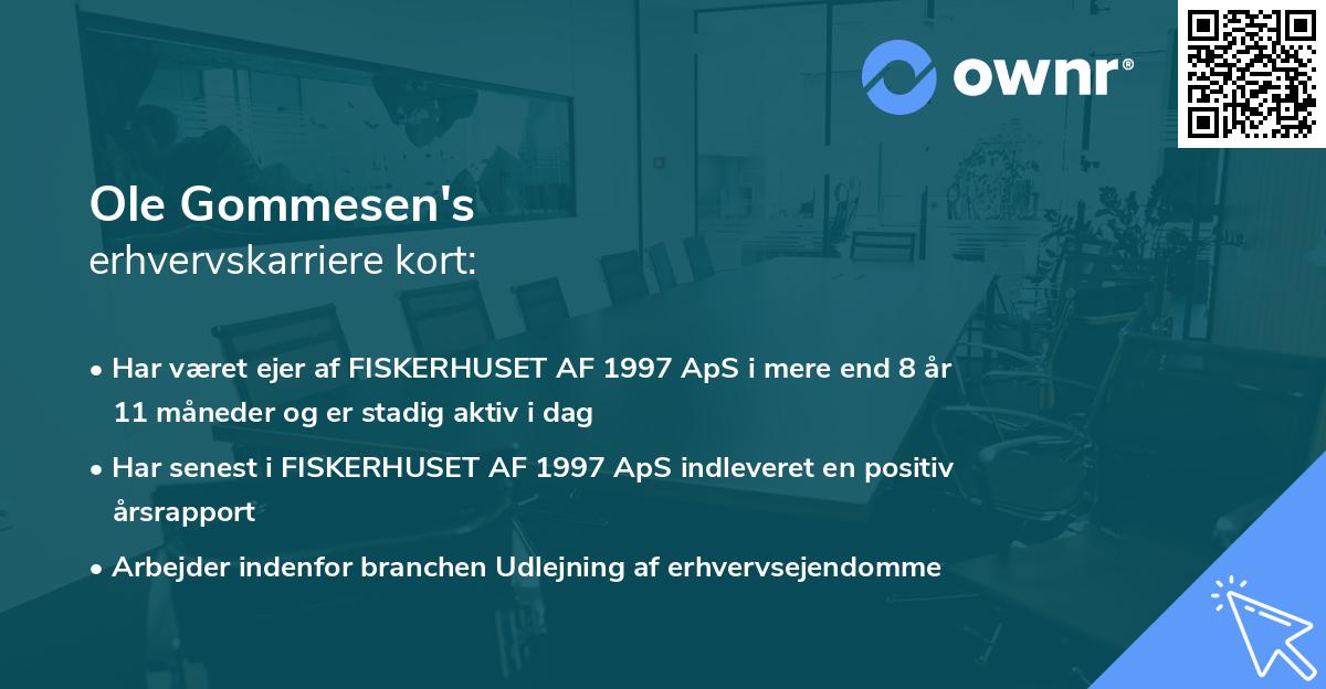 Ole Gommesen's erhvervskarriere kort