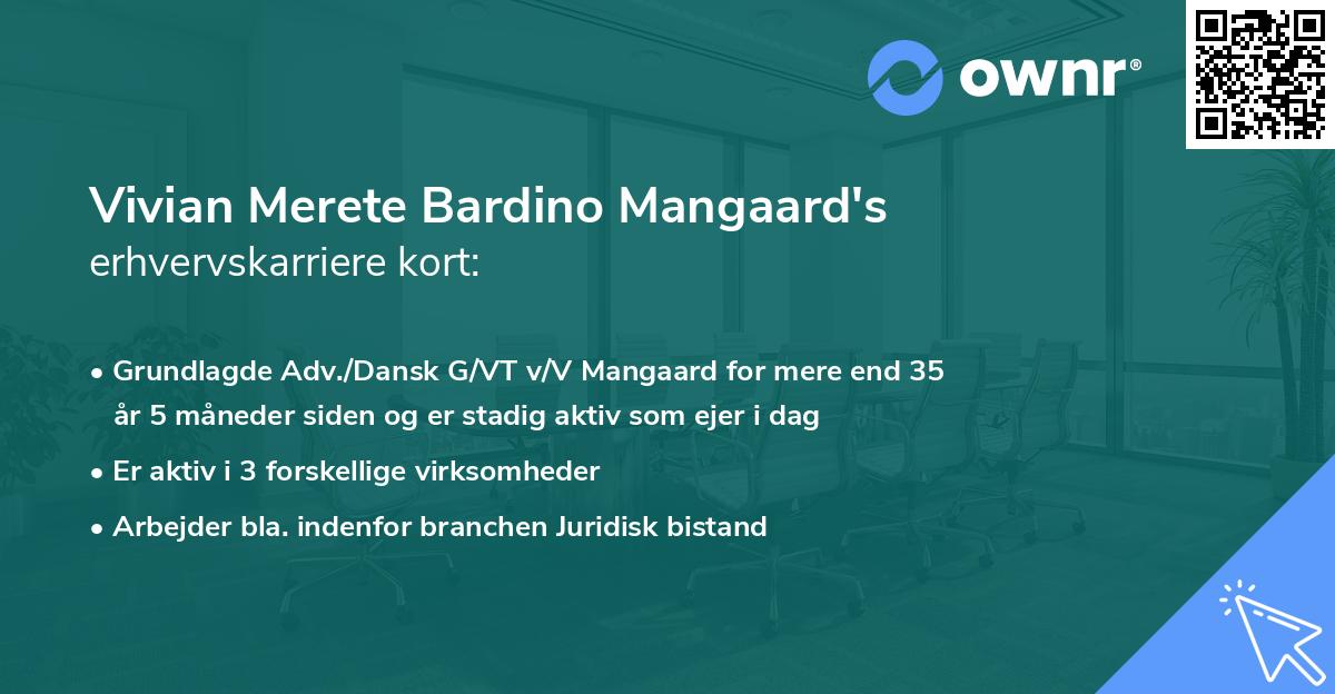 Vivian Merete Bardino Mangaard's erhvervskarriere kort