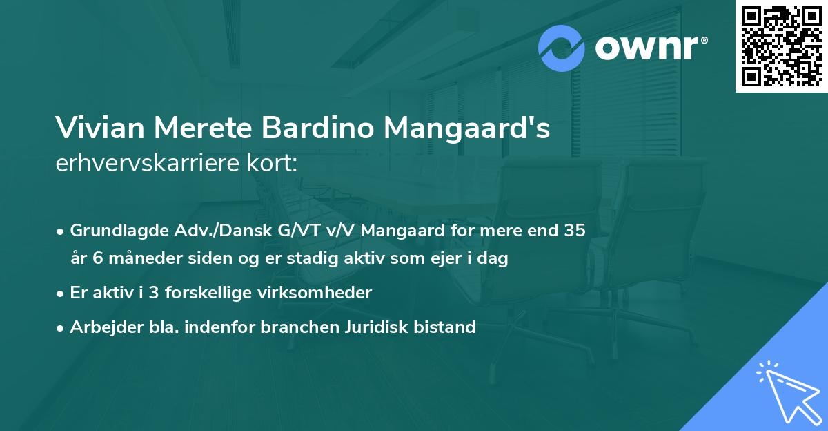 Vivian Merete Bardino Mangaard's erhvervskarriere kort