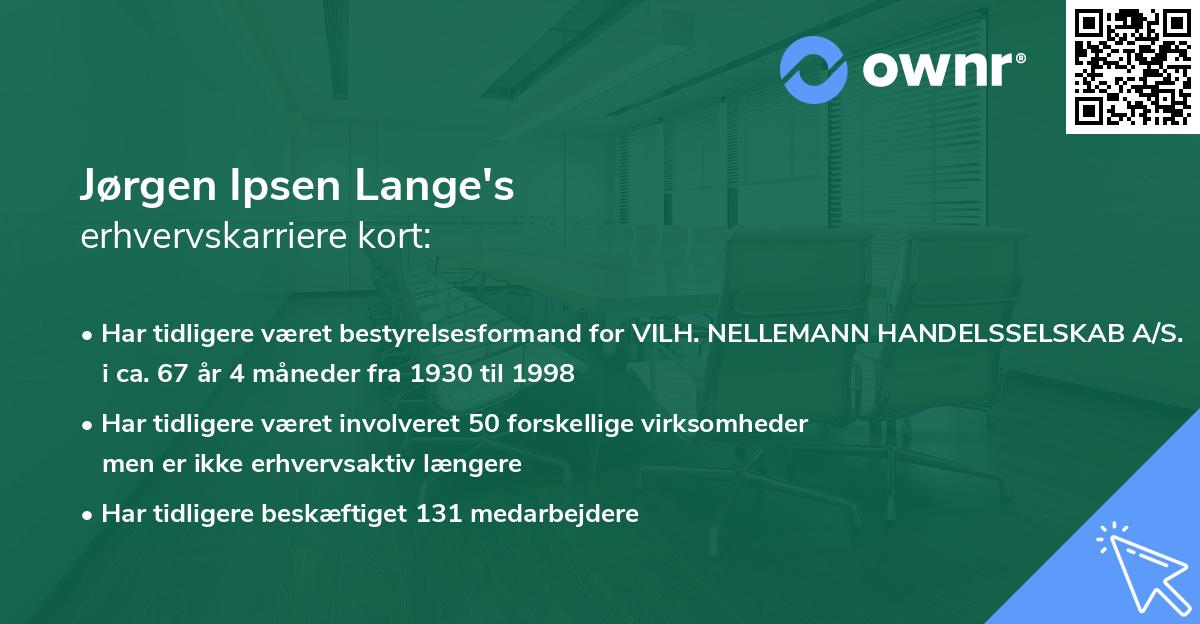 Jørgen Ipsen Lange's erhvervskarriere kort