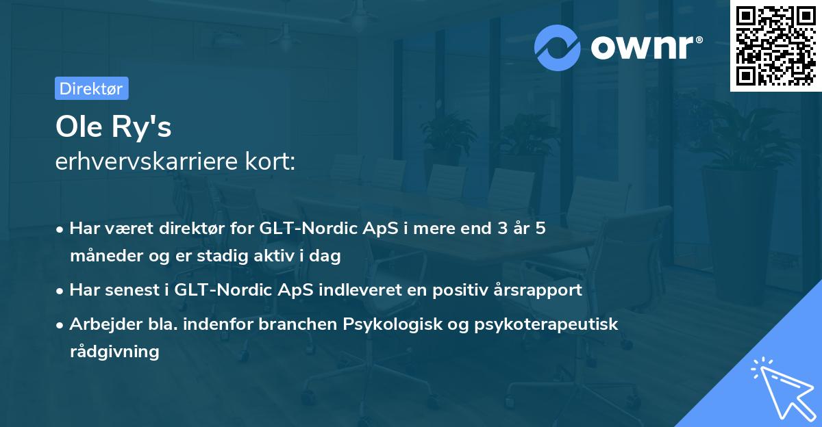 Ole Ry's erhvervskarriere kort
