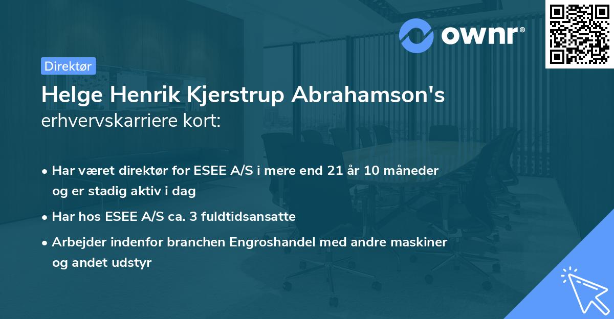 Helge Henrik Kjerstrup Abrahamson's erhvervskarriere kort