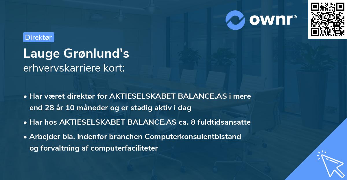 Lauge Grønlund's erhvervskarriere kort