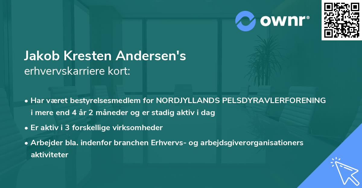 Jakob Kresten Andersen's erhvervskarriere kort