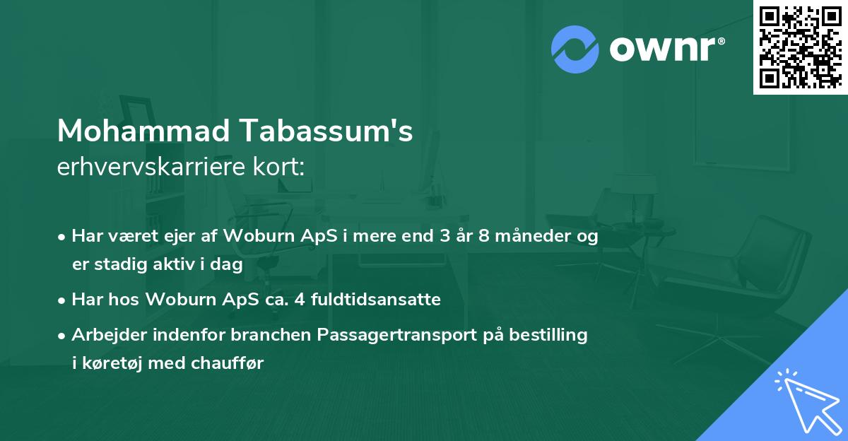 Mohammad Tabassum's erhvervskarriere kort