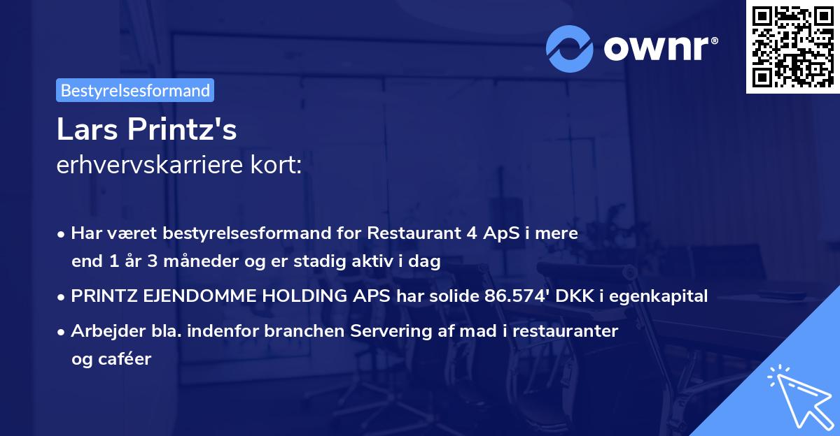 Lars Printz's erhvervskarriere kort