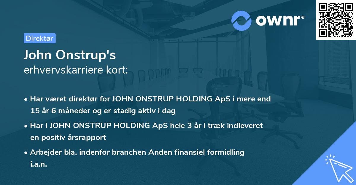 John Onstrup's erhvervskarriere kort